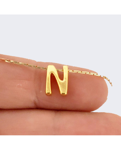 "N" Mini Harfler Lak Kaplama Gold - 3 Adet