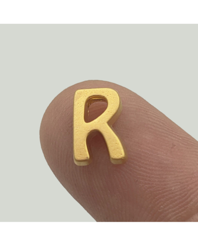 "R" Mini Harfler Lak Kaplama Gold - 3 Adet