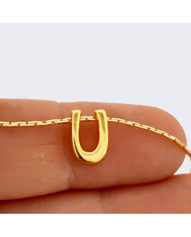 "U" Mini Harfler Lak Kaplama Gold - 3 Adet