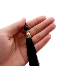 100 Adet - Boncuklu Püskül Siyah - 10 cm - A