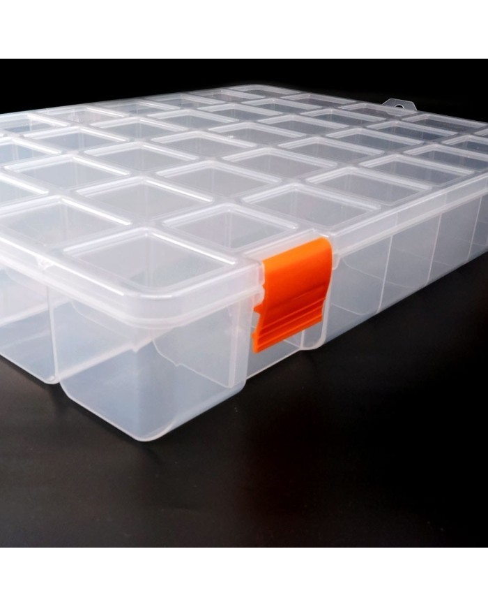 Şeffaf Boncuk Kutusu Organizer Mono Kilitli - 40 Gözlü