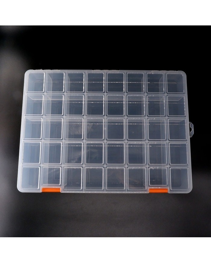 Şeffaf Boncuk Kutusu Organizer Mono Kilitli - 40 Gözlü