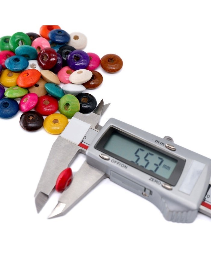 Ahşap Yassı Yuvarlak Boncuk - 1 Kilogram Siyah