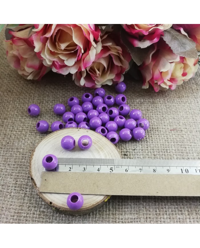 Plastik İnci Boncuk - Mor 10 mm - 1 Kg