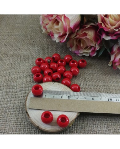 Plastik İnci Boncuk - Kırmızı 14 mm - 1 Kg