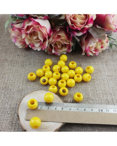 Plastik İnci Boncuk - Sarı 14 mm - 1 Kg
