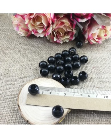 Plastik İnci Boncuk - Siyah 14 mm - 1 Kg