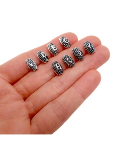 11,1x7,2 mm - Arpa Model Metal Harf Boncuk Nikel Renk