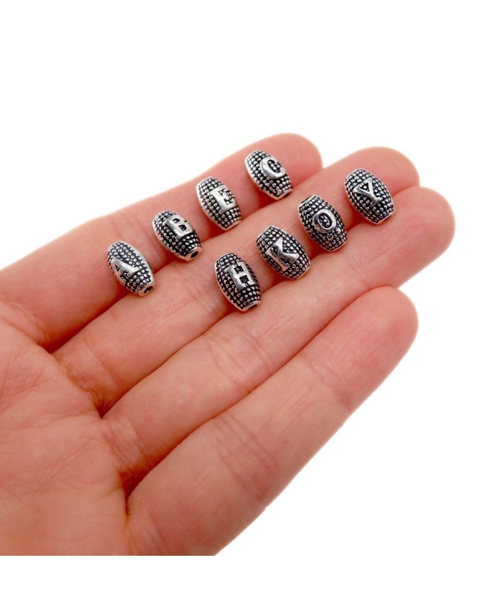 11,1x7,2 mm - Arpa Model Metal Harf Boncuk Nikel Renk