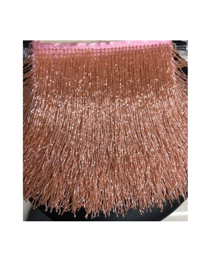 1 Metre - Boncuklu 15 cm - Püskül Saçak - Yavru Ağzı (Somon)