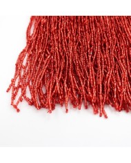 1 Metre - Boncuklu 15 cm -  Püskül Saçak Kırmızı