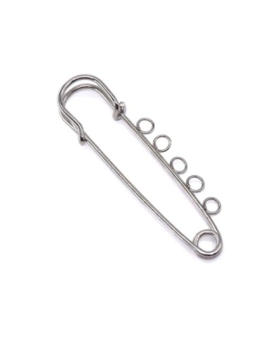 1 Adet - İskoç İğnesi - 5 Halkalı - 5 cm - Gümüş