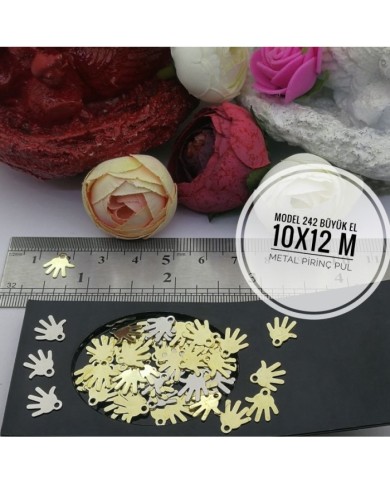 Metal Pirinç Pul - M242 Büyük El - 10x12 mm  1Kg