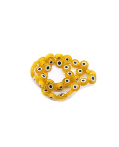 Cam Nazar Boncuk -Sarı- 8x4mm