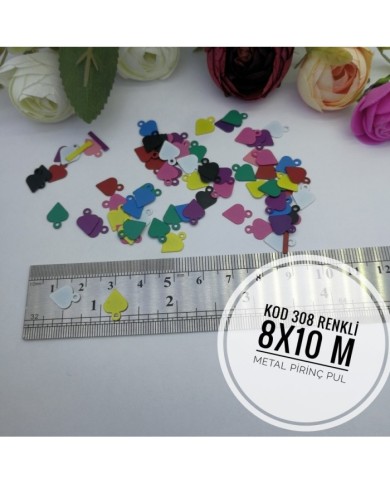 Metal Pirinç Pul  - M308 - Miks renkler 8x10mm  1Kg