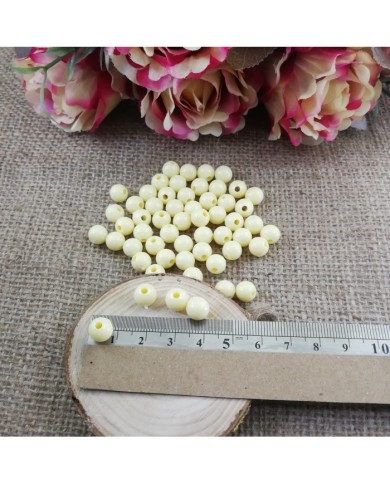 Plastik İnci Boncuk - Krem Rengi 8 mm - 1 Kg
