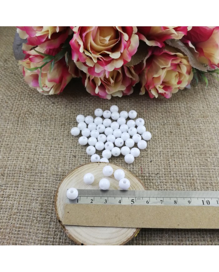 Plastik İnci Boncuk - Beyaz 8 mm - 1 Kg