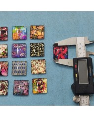 Kare Büyüteç Desenli 10 Adet Cam Taş - Mix