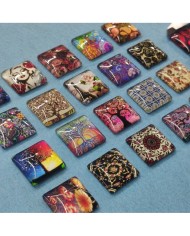 Kare Büyüteç Desenli 10 Adet Cam Taş - Mix