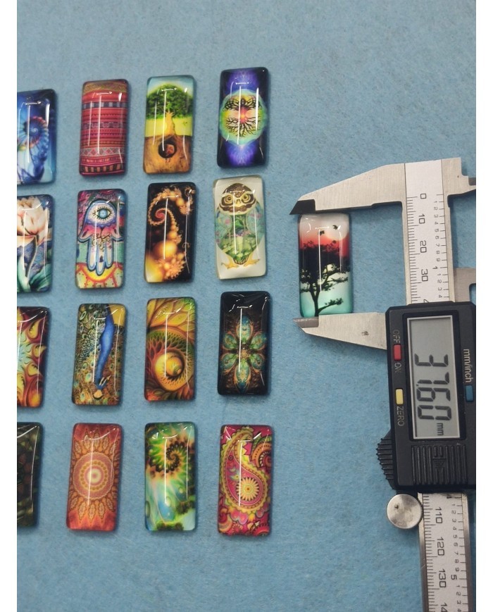 Dikdörtgen Büyüteç Desenli 10 Adet Cam Taş - Mix