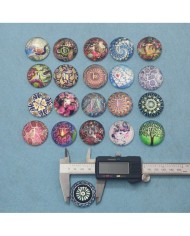 Daire Büyüteç Desenli 10 Adet Cam Taş - Mix