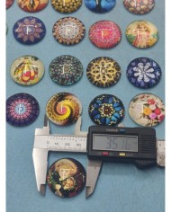 Daire Büyüteç Desenli 10 Adet Cam Taş - Mix