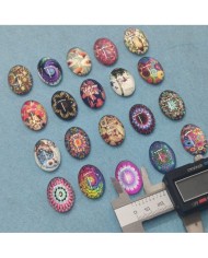 ELİPS BÜYÜTEÇ DESENLİ 10 ADET CAM TAŞ - MİX