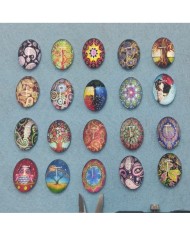 ELİPS BÜYÜTEÇ DESENLİ 10 ADET CAM TAŞ - MİX