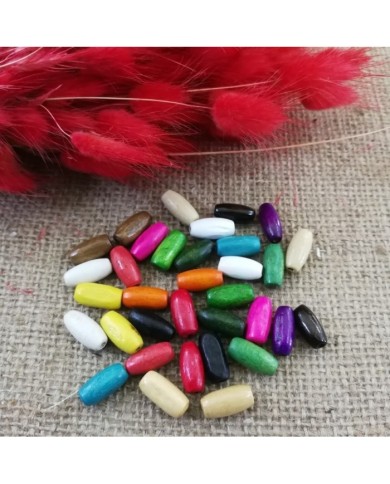 Ahşap Boncuk Arpa İnce Yassı - 1 Kilogram Siyah