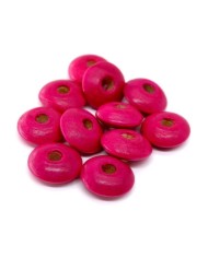 Ahşap Yassı Yuvarlak Boncuk - 1 Kilogram Pembe