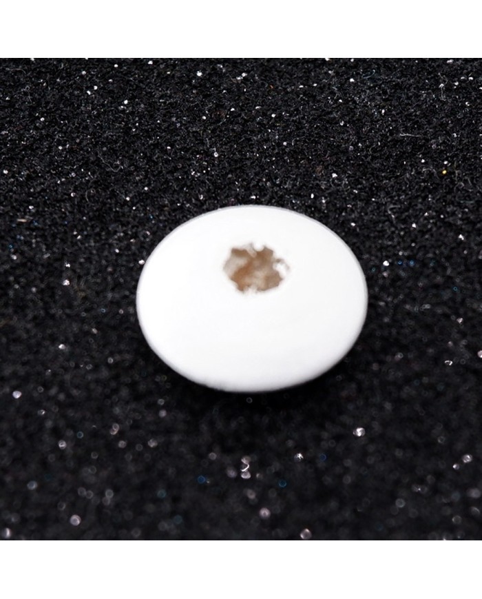 Ahşap Yassı Yuvarlak Boncuk - 1 Kilogram Beyaz