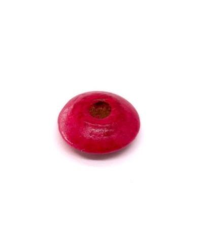 Ahşap Yassı Yuvarlak Boncuk - 1 Kilogram Koyu Pembe