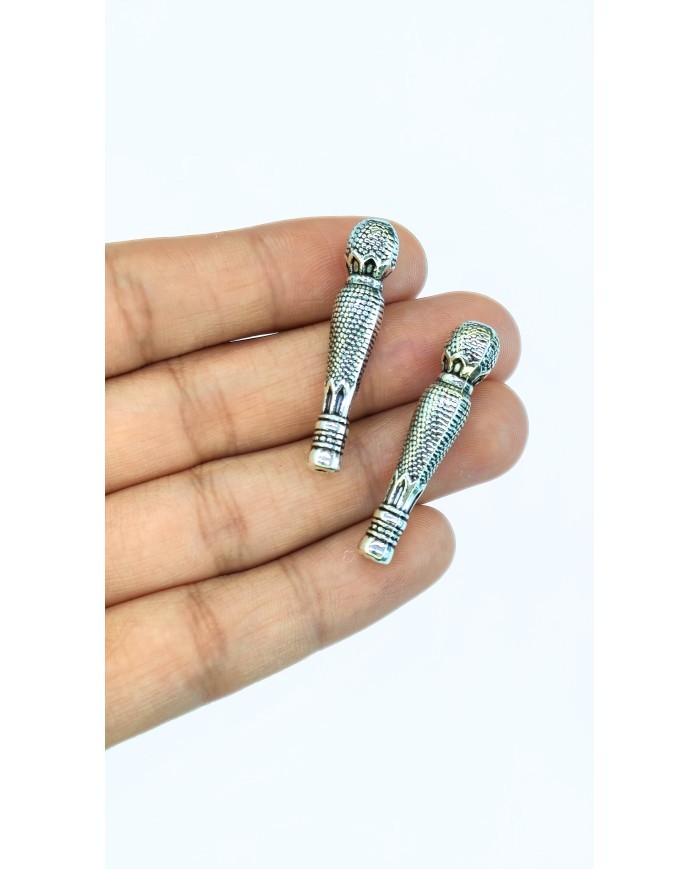 Zamak Nokta Desenli Tesbih İmamesi Nikel - 8x36mm