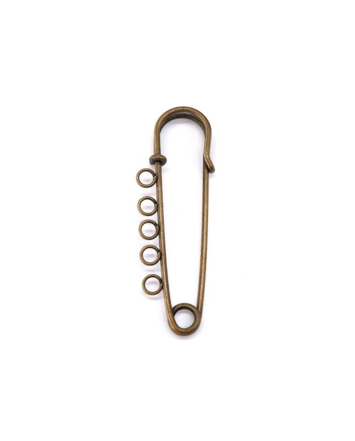 5 Adet - İskoç İğnesi - 5 Halkalı - 5 cm - Antik Gold