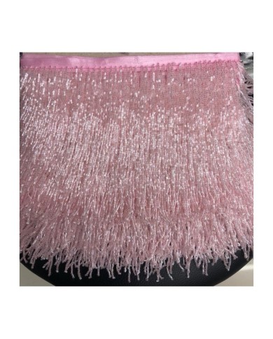 10 Metre - Boncuklu 15 cm - Püskül Saçak Pembe