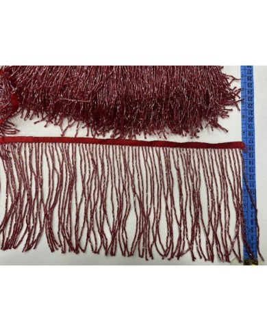 10 Metre - Boncuklu 15 cm - Püskül Saçak Bordo