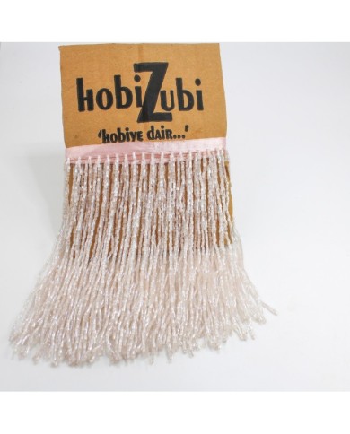 10 Metre - Boru Boncuklu 15 cm - Püskül Saçak Toz Pembe