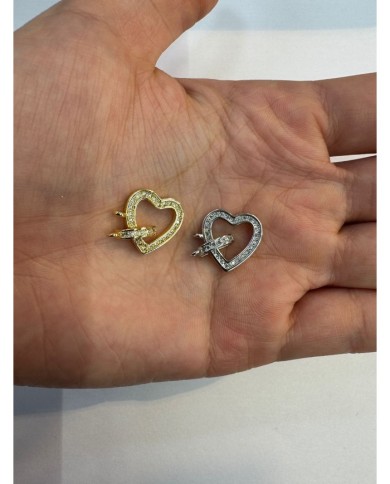 Takı Kapama Taşlı Kalp Model - Gümüş