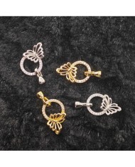 Takı Kapama Taşlı Yuvarlak Kenarı Kelebek Model - Gümüş