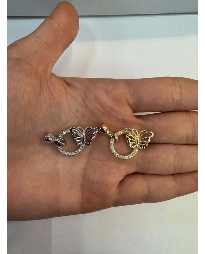 Takı Kapama Taşlı Yuvarlak Kenarı Kelebek Model - Gold
