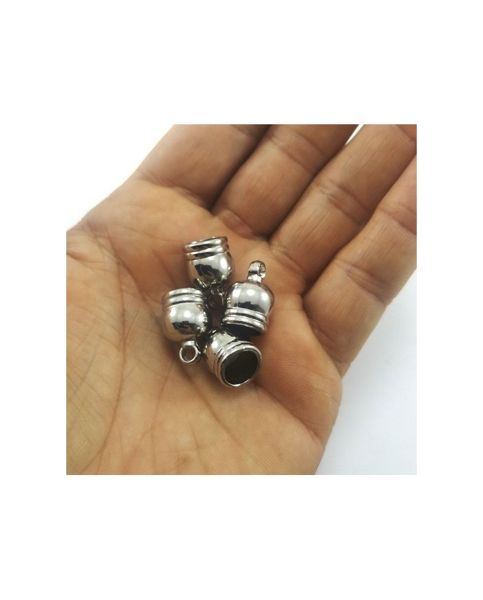 17 mm Huni Boncuk Kapak - Boncuk Şapkası - Gümüş- 10 Adet