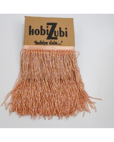 1 Metre - Boncuklu 15 - cm Püskül Saçak - Turuncu