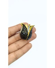 Zamak Siyah Kristal Taşlı Lale Model Tesbih İmamesi Sarı – 30x32mm