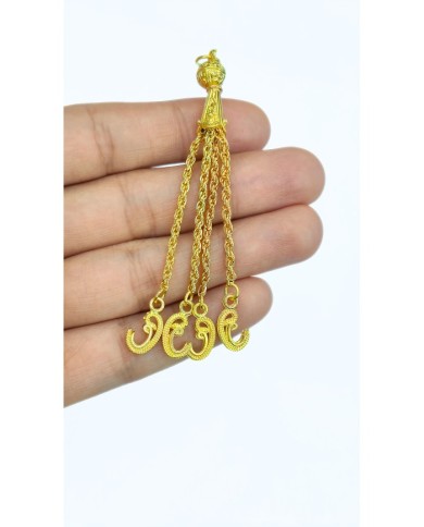 Zamak 4’lü Zincir Püsküllü Vav Uçlu Tesbih İmamesi Sarı