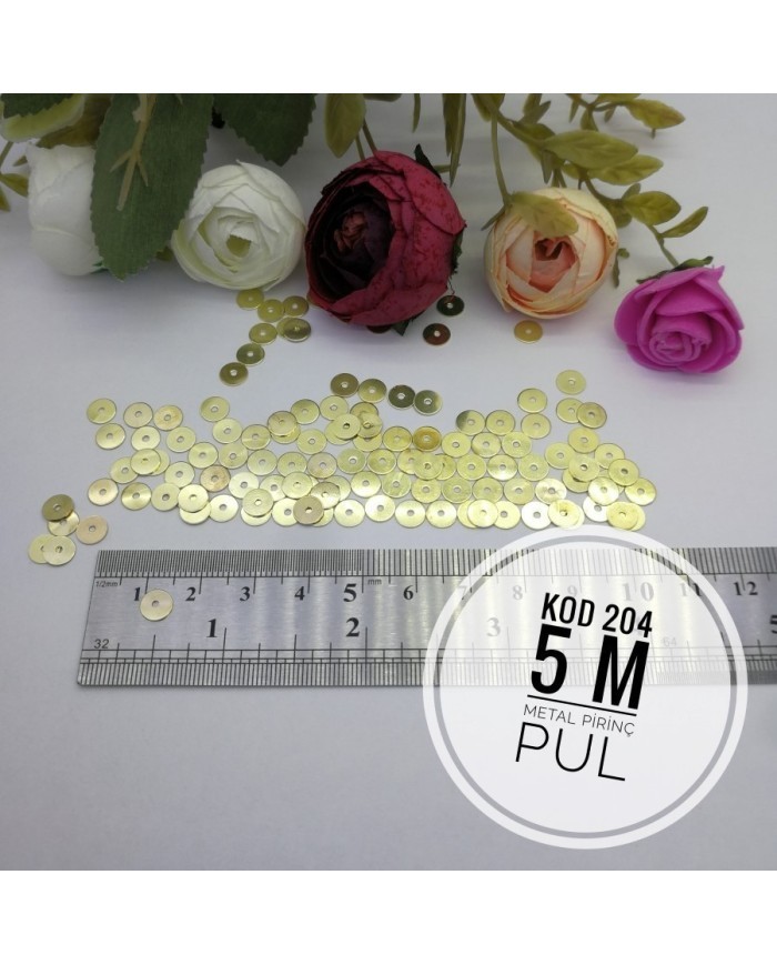 Metal Pirinç Pul - M205  - 5mm 1Kg - Gold