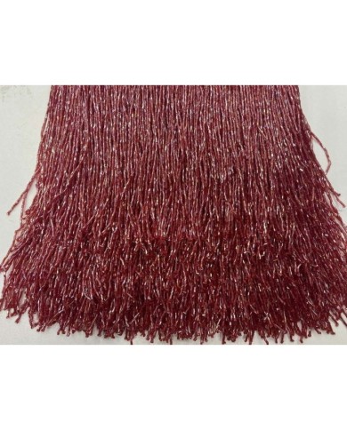 1 Metre - Boncuklu 15 cm - Püskül Saçak Bordo