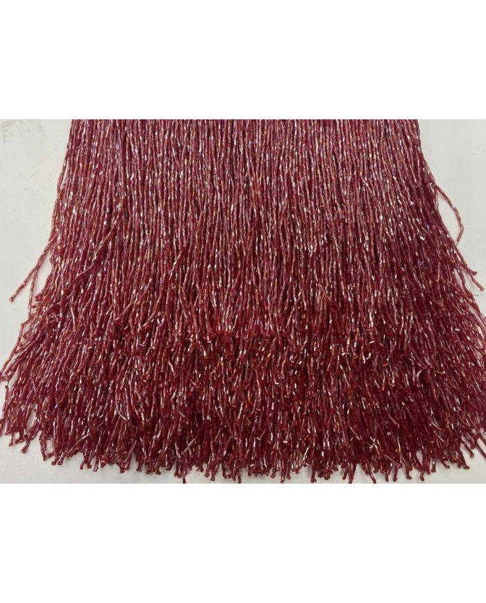 1 Metre - Boncuklu 15 cm - Püskül Saçak Bordo