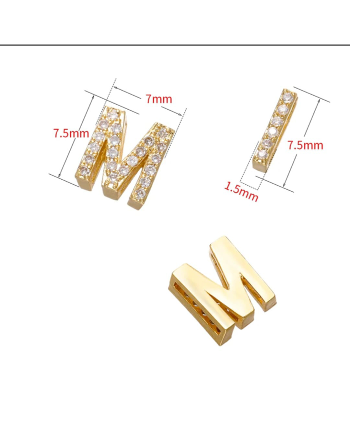 Altın Renk Taşlı Harf - W Harfi -2 Adet