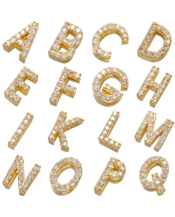 Altın Renk Taşlı Harf - L Harfi -2 Adet