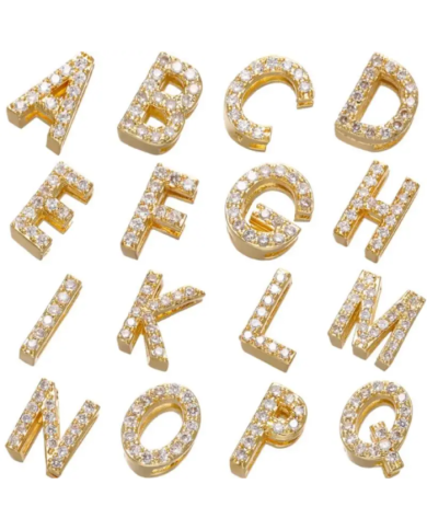 Altın Renk Taşlı Harf - K Harfi -2 Adet